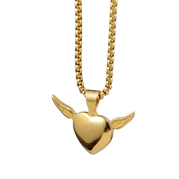 Golden Heart with Wings Pendant